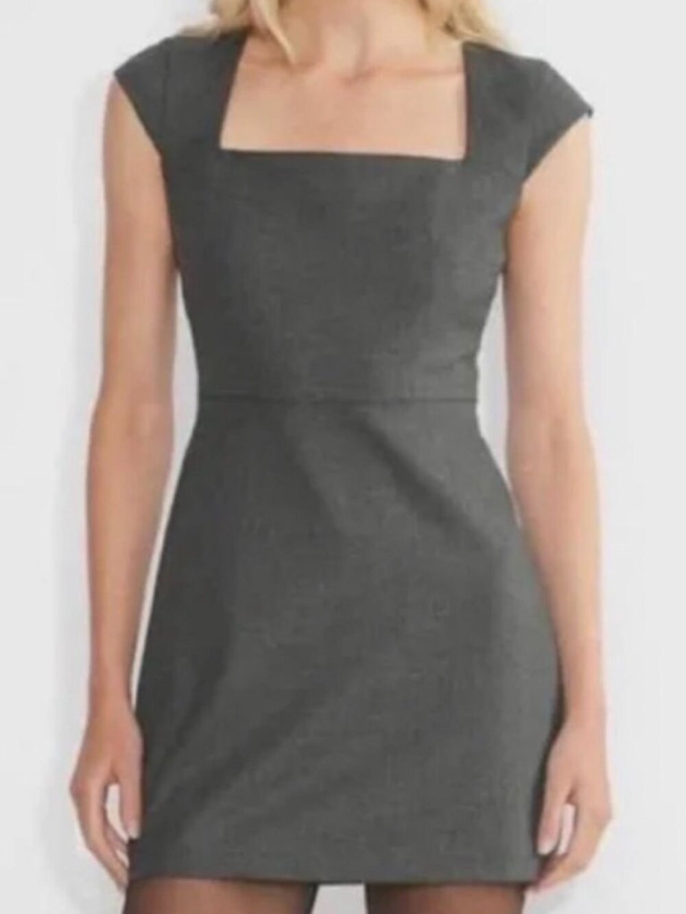 Aritzia Wilfred Heather Charcoal Square Neck Dress Size 8 NWT